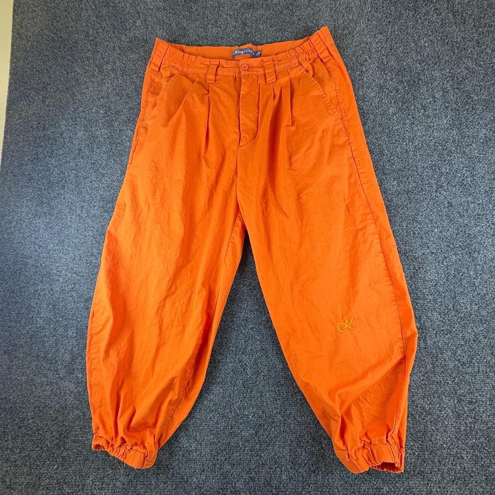 Kings Cross Jogger Pants Womens 32B Orange Cotton Pleated Front Tapered Leg